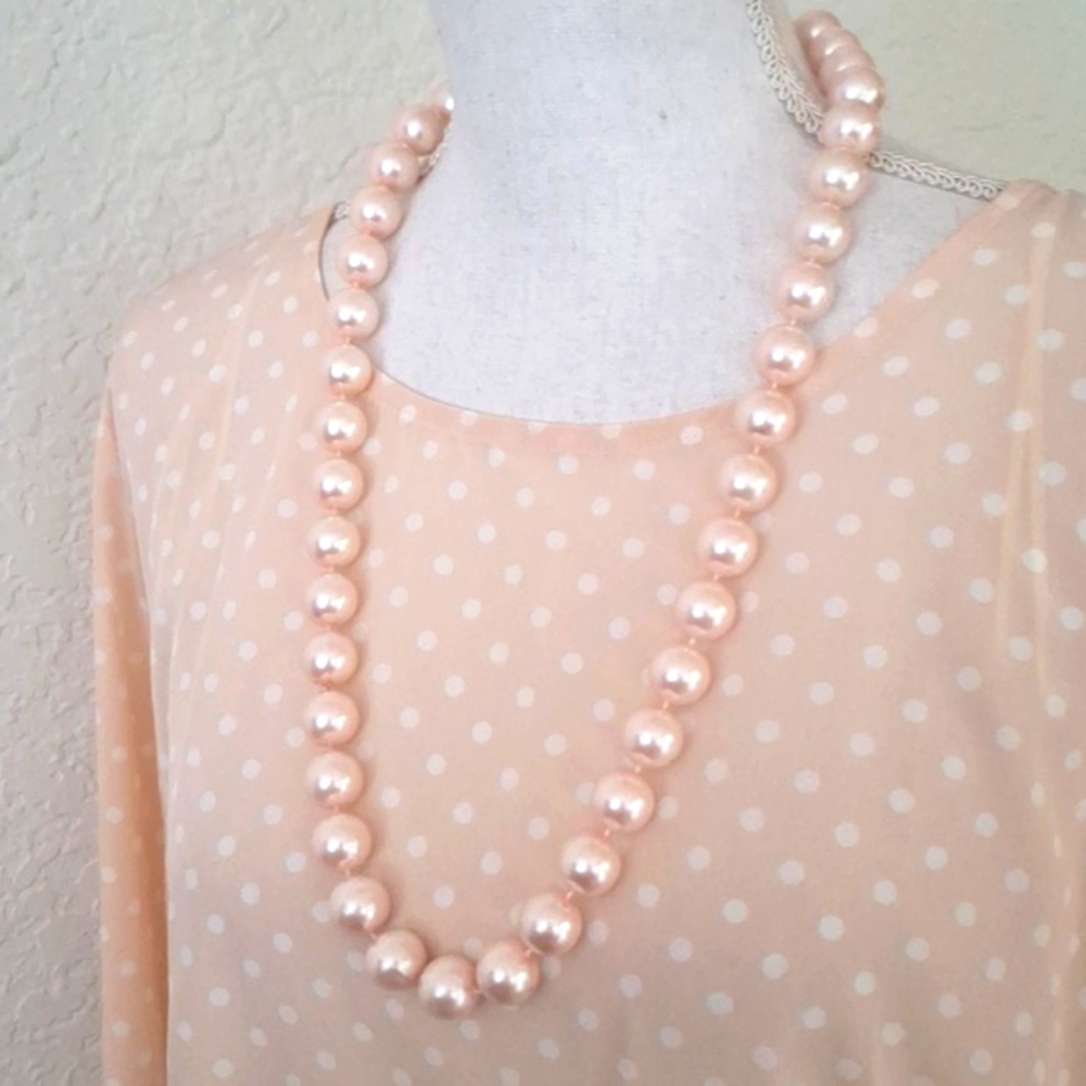 Bubble Bead Necklace Large Pink Peach Blush Pearl Beads NWOT